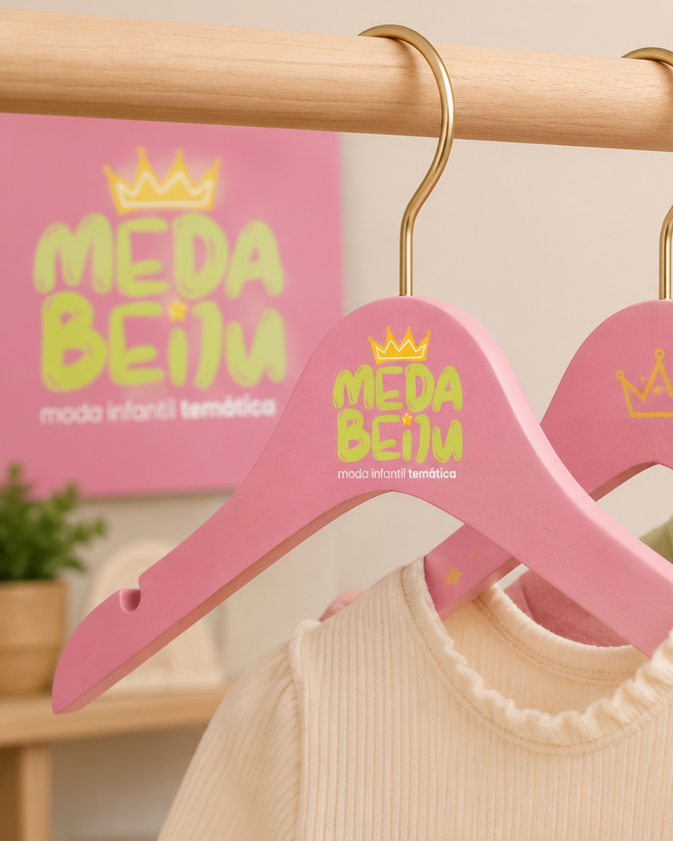 Identidade visual da marca infantil Meda Beiju criada pela Duna
